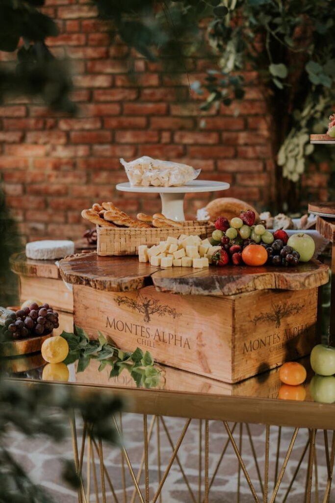 Abundance of Fruit and Vegetables on Table